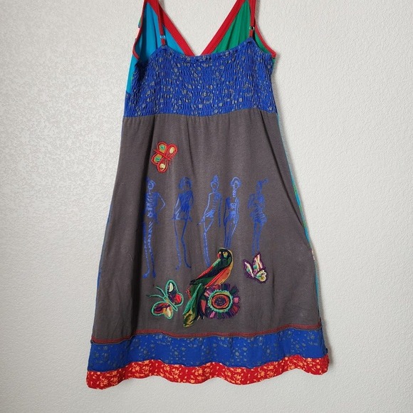 KESSLEY patchwork slip dress embroidered boho y2k sundress S - Picture 10 of 12